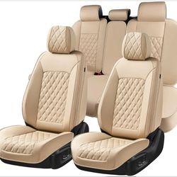 Tesla Model Y - Huidasource Beige Seat Covers, Car Seat Covers Front ＆ Split Rear