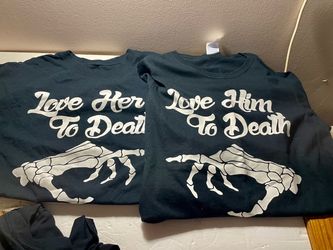 T-shirt Love Her Him To Death M & XL matching Lot Halloween