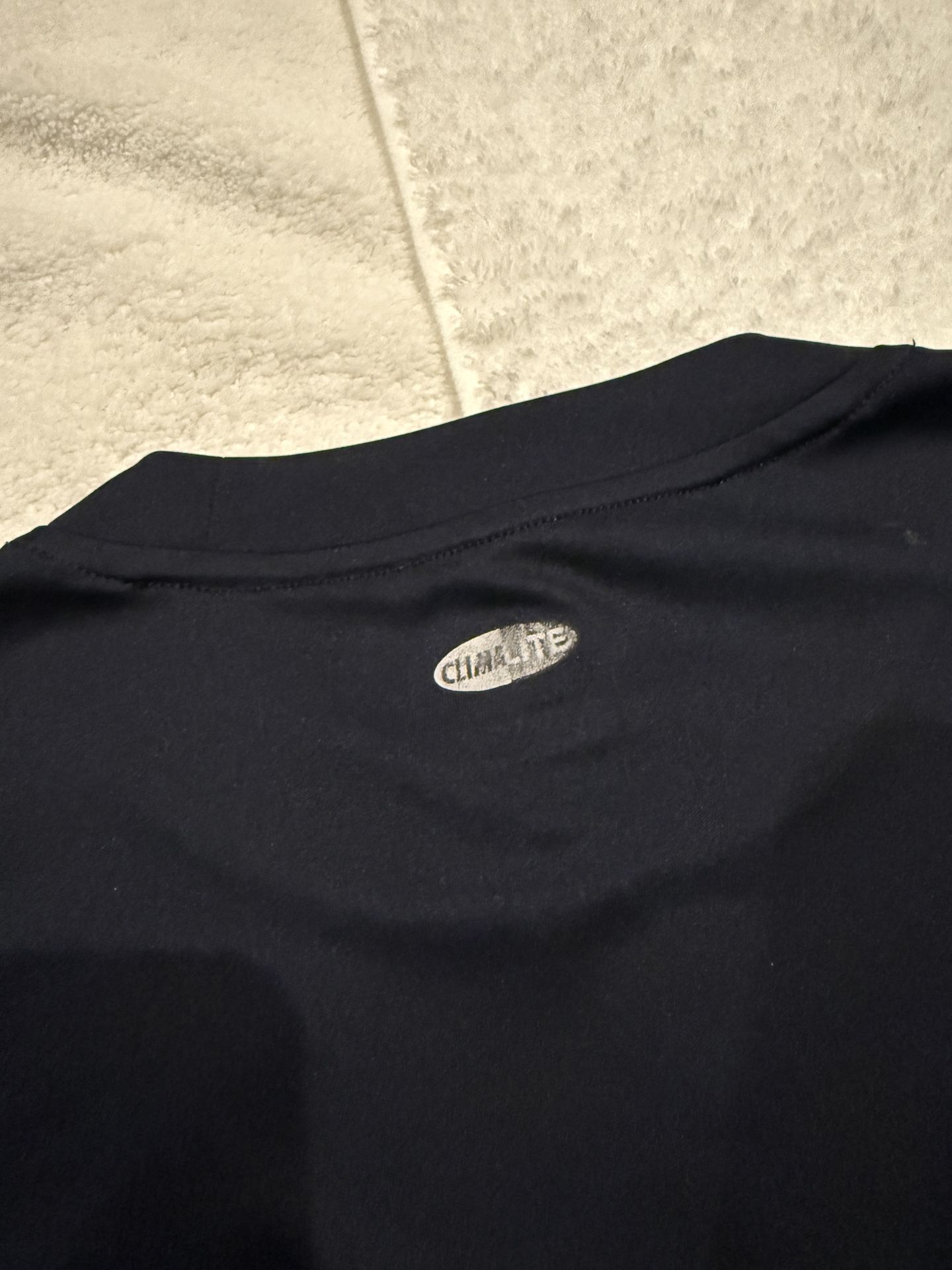 Vintage Mens Adidas L/S Climalite Shirt Embroidered Logo w/3 Stripes, Navy, XL