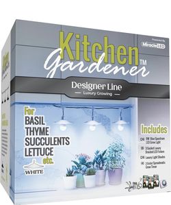 Miracle LED Kitchen Gardener Designer Line Indoor Grow Kit - Includes 3 Absolute Daylight Blue Spectrum 100W Replacement Grow Bulbs & 1 3-Socket White