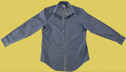 Calvin Klein Men's 15.5 32/33 Slim Fit Non-Iron Blue Cotton Stretch Shirt