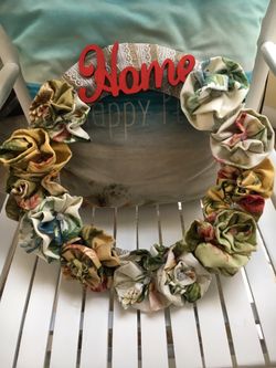 Hand Made Fabric Flower Wreath