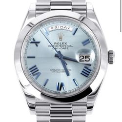 Rolex Day-Date 40 Presidential | Platinum 228206 | Ice Blue Roman Dial | Dome Bezel