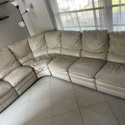 6 Seat Leather Recliner Couch 
