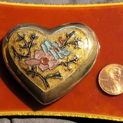 Vintage Solid Brass Heart Paper Weight Or Knick Knack