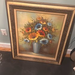 Signed Bold Floral Still Life - Textured