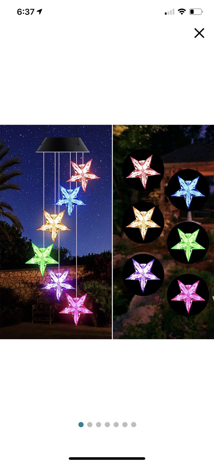 LED Color Changing Solar Wind Chime Light,Solar Star Wind Chimes Outdoor,Solar Powered LED Hanging Lamp Mobile Waterproof Romantic Wind Bell Light for