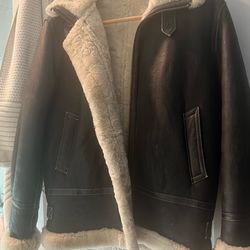 Overland Leather Sheepskin b-3 Bomber Jacket