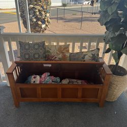 Wood Bench With Storage 
