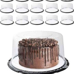 3194: (15 Pack) Disposable Plastic Cake Storage Container 10 Inch With Firm Plastic Lid, Secure Seal And Sturdy