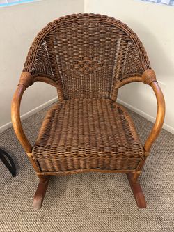 Rattan rocking chair, wood chair, rocker. Excellent condition