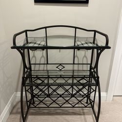 Metal And Glass Wine And Liquor Bar Storage Rack