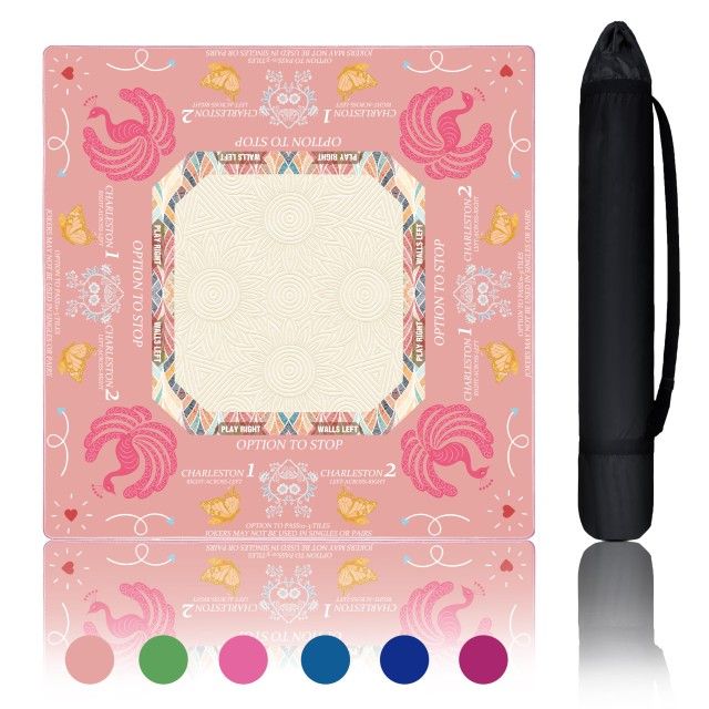 Boho, Pink Mahjong Mat. Neoprene For Card Table