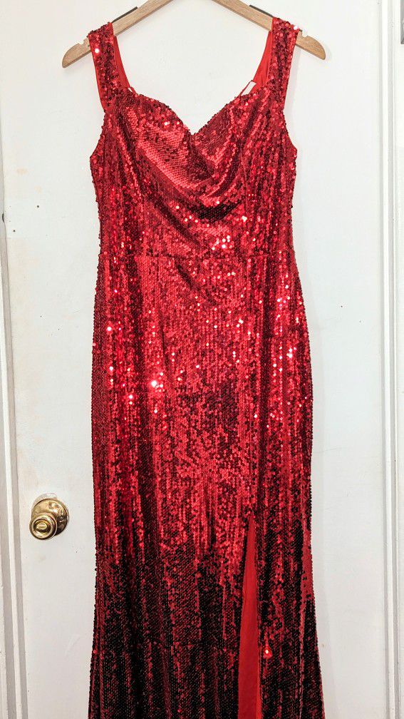 Red Elegant Sequin Gown Large