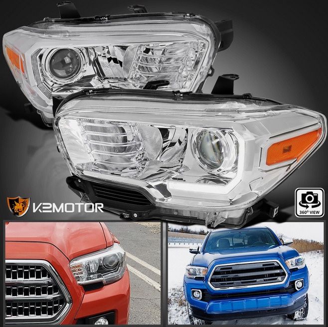 Fits 2016-2022 Toyota Tacoma Clear Projector Headlights Headlamps w/ LED DRL
