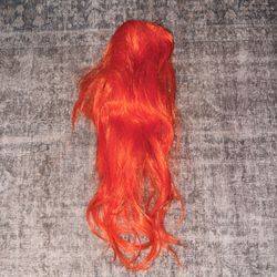 Long Bright Red Synthetic Costume Wig