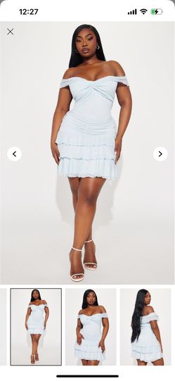  Harper Textured Mini Dress - Light Blue