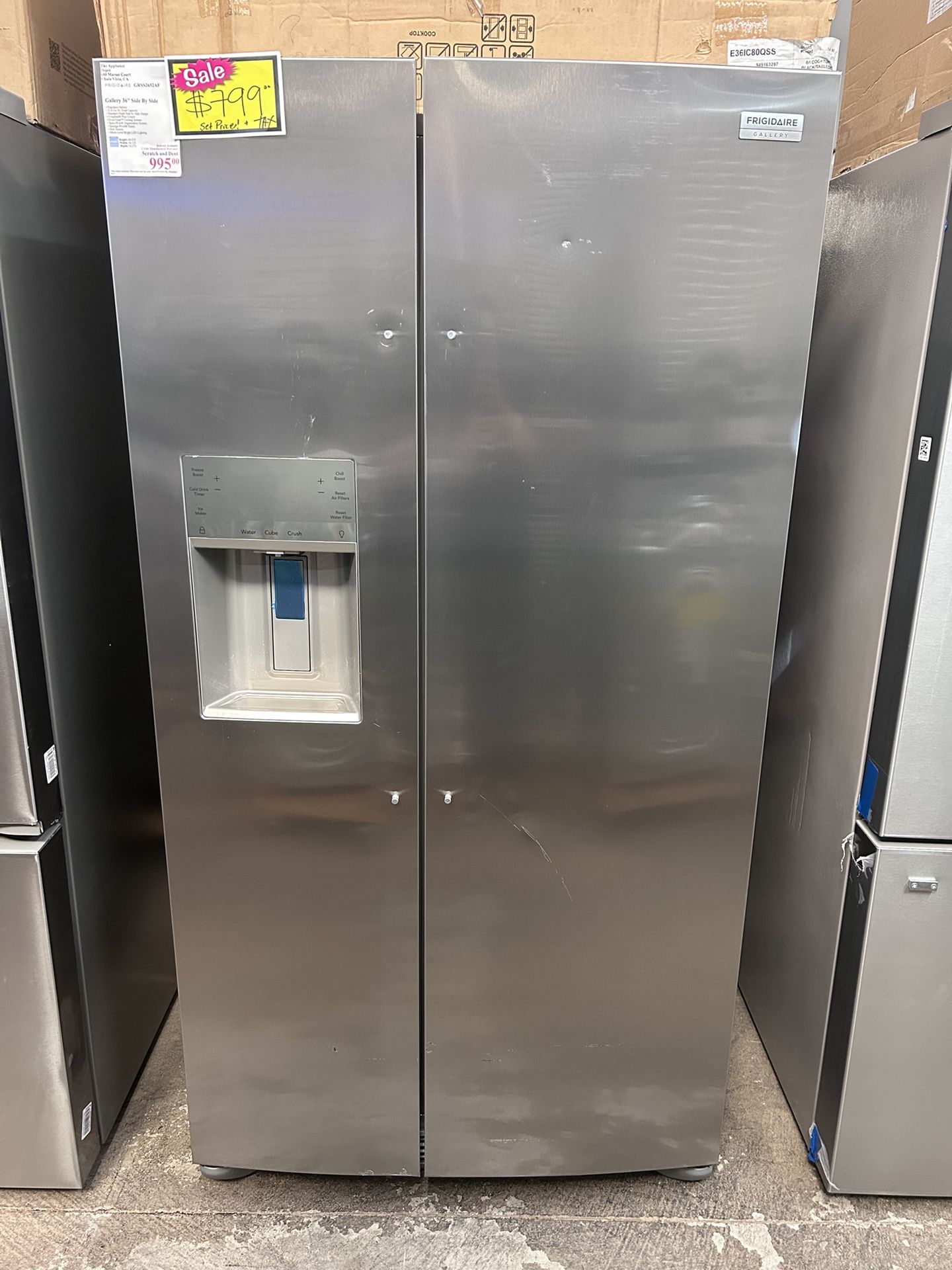 New Frigidaire Gallery 36” 25.6 Cu Ft Side By Side Refrigerator