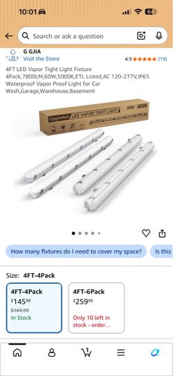 4FT LED Vapor Tight Light Fixture 6 pack