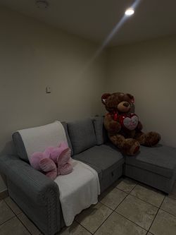 L shaped sofa & square table 4 chairs