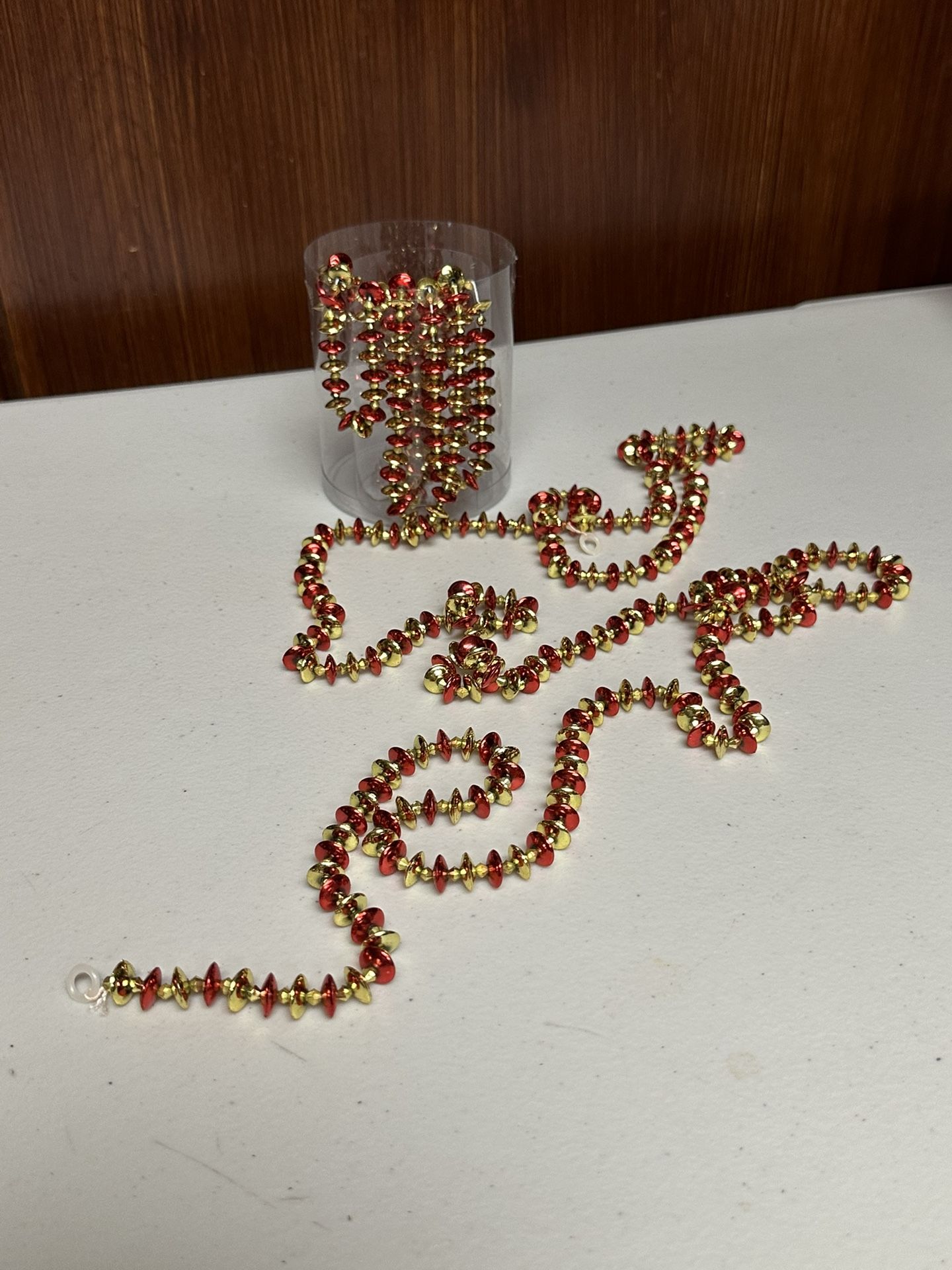 Red beads Gold Faceted beads garland 10 Feet
