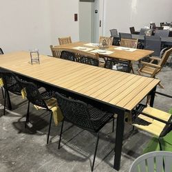 NEW OPEN BOX | 9-Piece Extendable Outdoor Dining Set | Aluminum + Teak Finish Table | Black Rope Chairs | Closeout Deal
