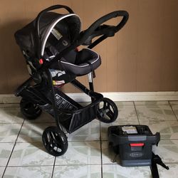 LIKE NEW GRACO SNUGRIDE CLICK CONNECT TRAVEL SYSTEM STROLLER CAR SEAT AND BASE!!!!!