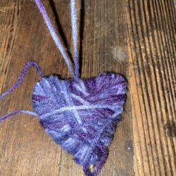 Purple hearts with template and more yarn