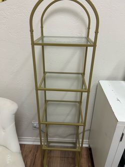 Gold Metal and Glass 4-Tier Etagere Shelf