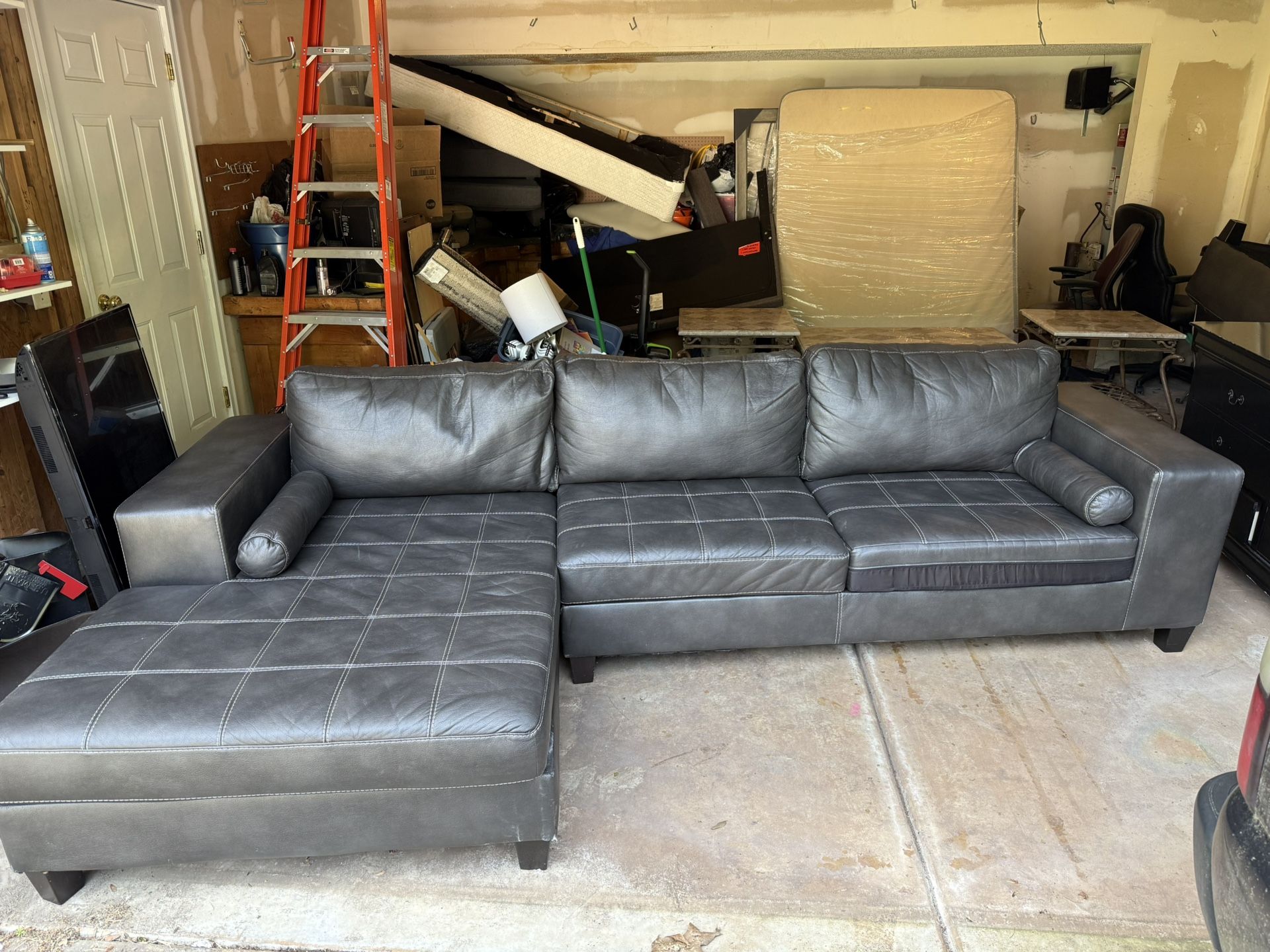 Leather Sectional With Ottoman