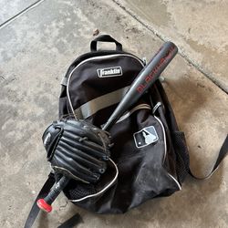 Tee Ball Baseball Bat Glove Backpack Bag 
