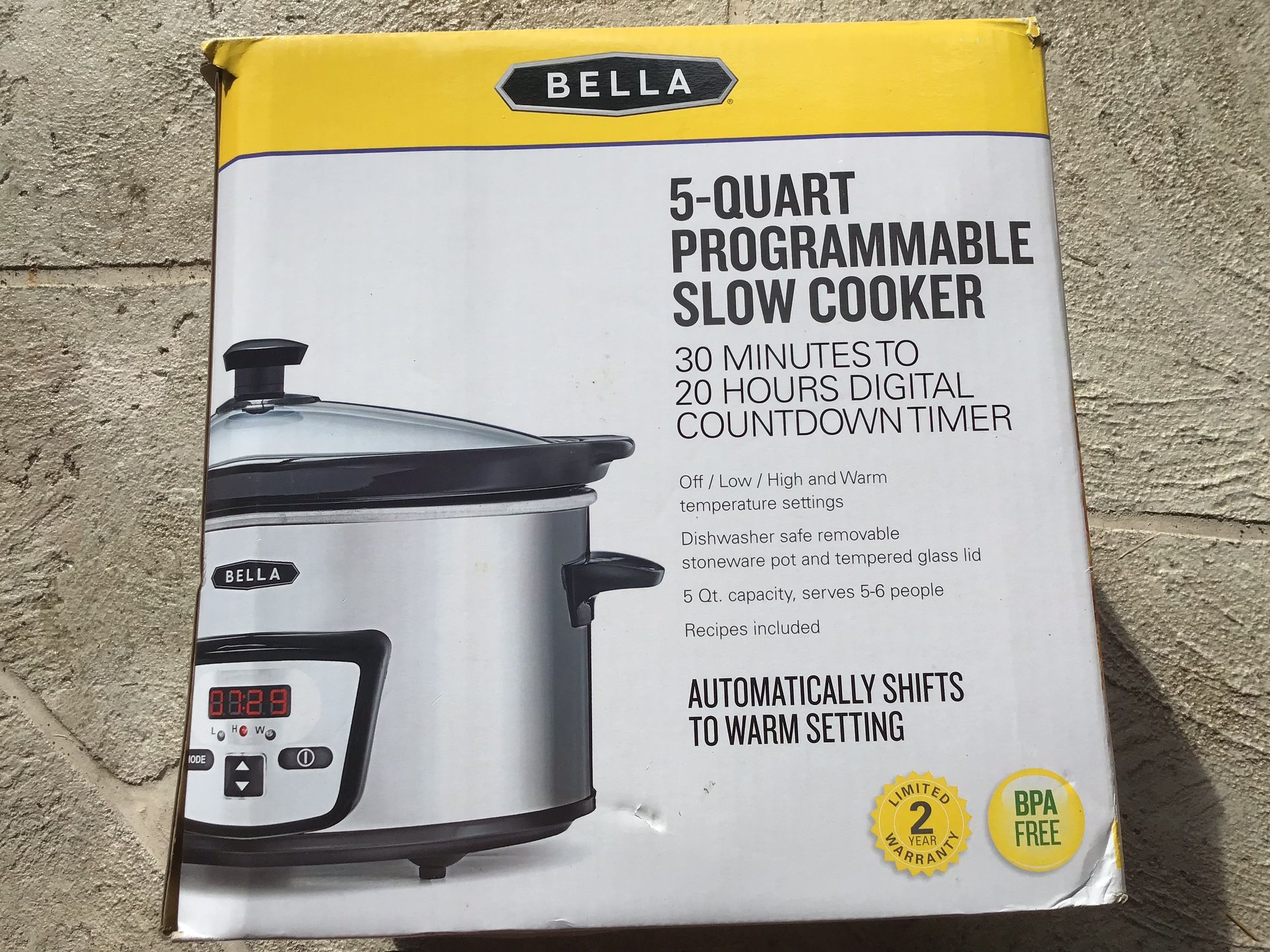 Slow Cooker 5 Qt Programable 5 Hours Digital NEW