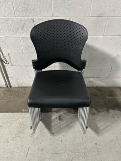 Black Stackable Office Chair with Chrome Frame