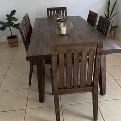 Wood Dinning Room Set - 6 Upholstered Chairs