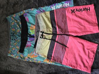 Lot Of 3 Hurly Board Shorts Sz 28