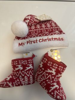 New Little me My First Christmas Hat And Boots Set 