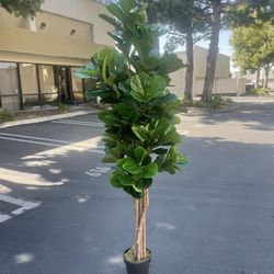 Artificial Fiddle Leaf Fig Tree, Fig Tree Artificial, Ficus Lyrata, Fake Plant 235Leaves, in Sturdy Black Pot, Fake Tree for Living Room (6 Feet)