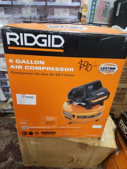 RIDGID
6 Gal. 150 PSI Portable Electric Oil-Free Jobsite Pancake Air Compressor with Dual Pressure Gauges and 2-Quick Couplers