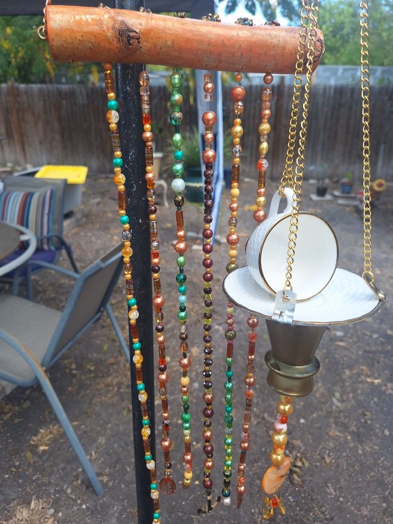 (7) Vintage Bird Feeders And (5) Beaded Hanging Decor