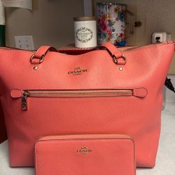 Coach Light Pink Bag With Matching Wallet Authentic 