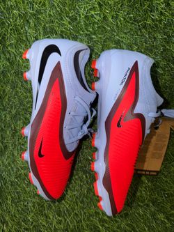 Youth 5 Nike Phantom 6 Low Pro FG Red Blue Soccer Cleats HM9204-400