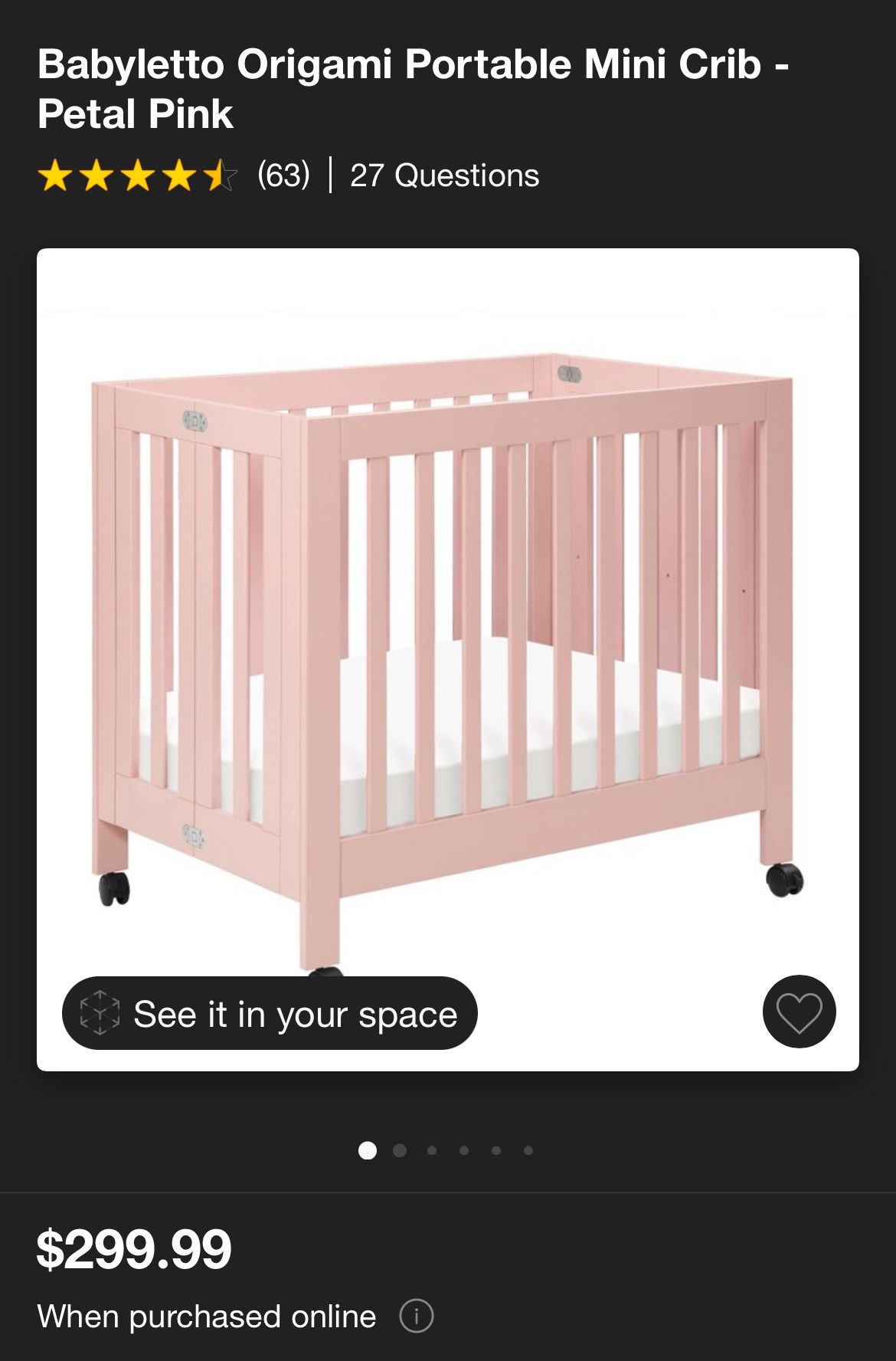 Babyletto Mini Crib Pink 