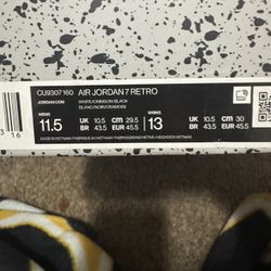 Air jordan 7 retro 11.5m white crimson black