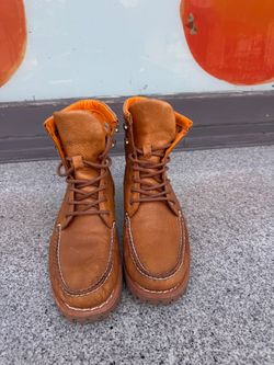 Timberland Brown Leather Moc Toe Lace-Up Boots
