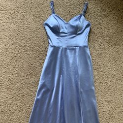 Light Blue Satin Prom Dress