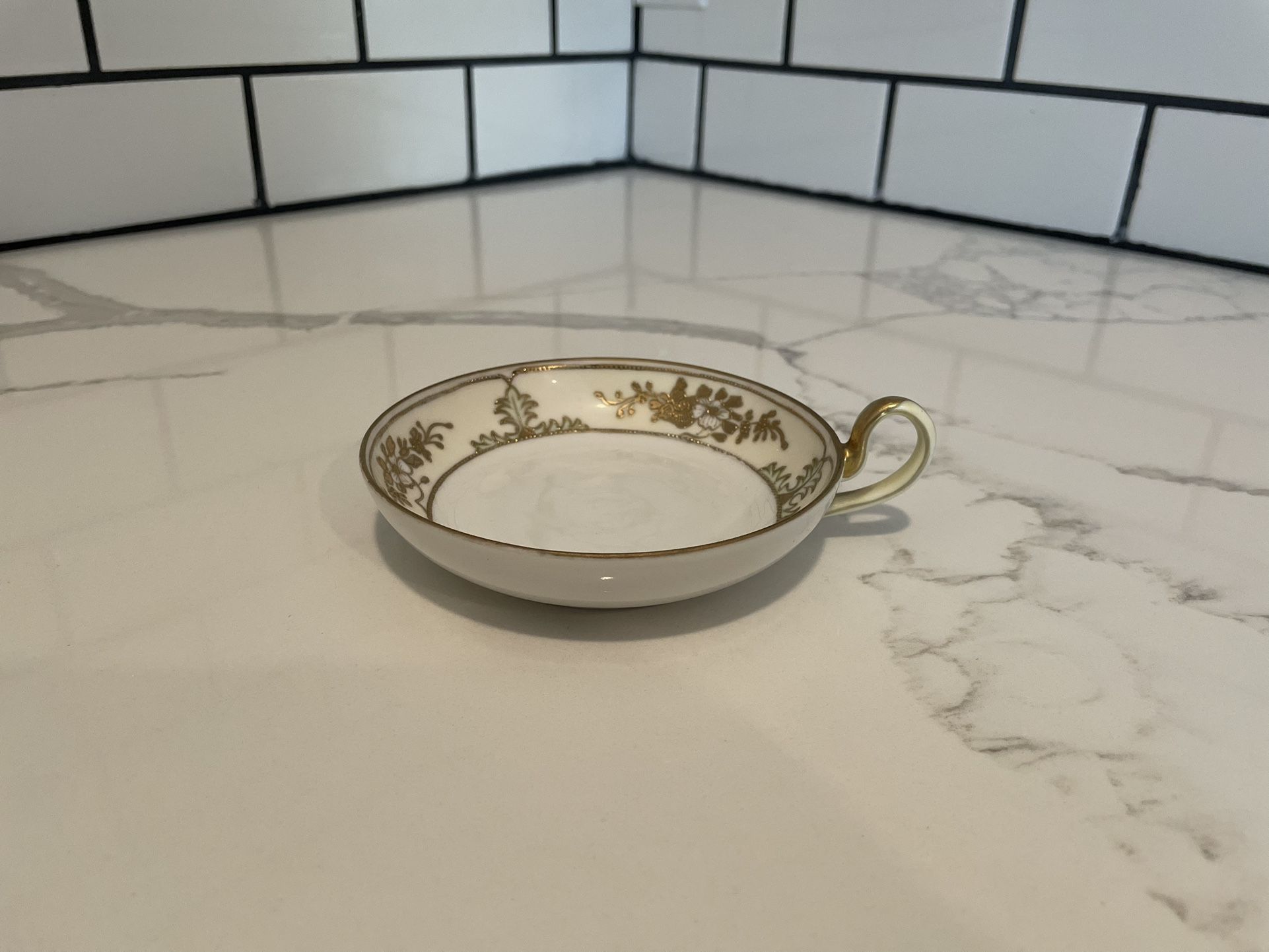 Vintage 6" Porcelain Nippon Hand Gold Painted Dish