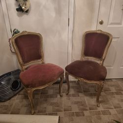 Vintage Antique Gold Pair Chairs 