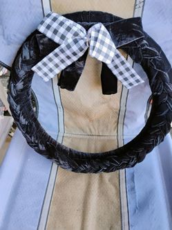 Brand new black velvet wreath with black velvet braid