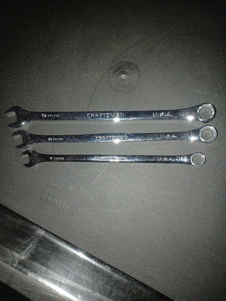 SEARS-CRAFTSMAN 3 PROFESIONAL POLISHED METRIC WRENCHS
