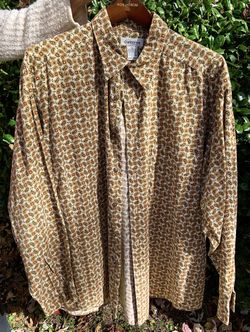 Mens Clairborne LS Amoeba Pattern Casual 100% Cotton Shirt (XL)